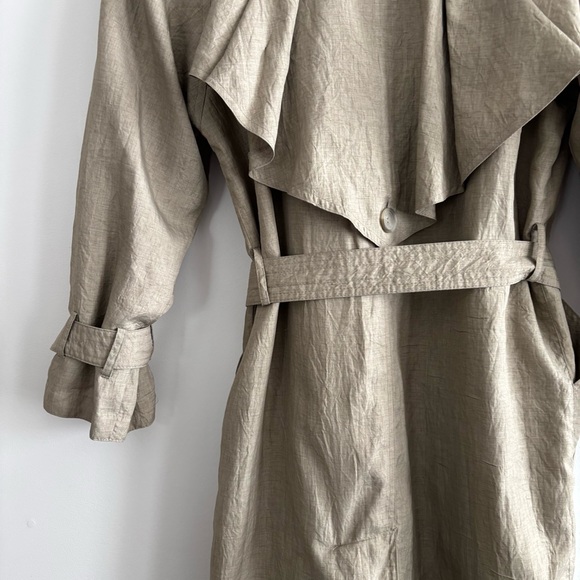 Vintage Tan Texture Classic Longline Trench Coat - Picture 10 of 15